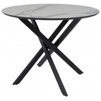 Стол МЕХИКО D950 мрамор белый / черный матовый