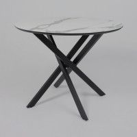 Стол МЕХИКО D950 мрамор белый / черный матовый