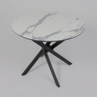 Стол МЕХИКО D950 мрамор белый / черный матовый