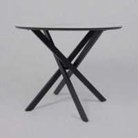 Стол МЕХИКО D950 мрамор белый / черный матовый