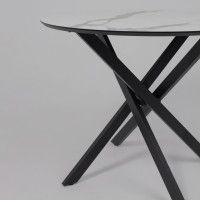 Стол МЕХИКО D950 мрамор белый / черный матовый