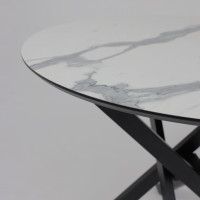 Стол МЕХИКО D950 мрамор белый / черный матовый