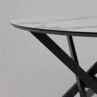 Стол МЕХИКО D950 мрамор белый / черный матовый