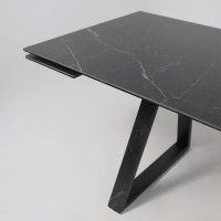 Стол МОНАКО NEW 1600(2240)*900 камень черный Greys Black/черный матовый (квадро) Стол МОНАКО NEW 1600(2240)*900 камень черный Greys Black/черный матовый (квадро)