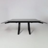 Стол МОНАКО NEW 1600(2240)*900 камень черный Greys Black/черный матовый (квадро) Стол МОНАКО NEW 1600(2240)*900 камень черный Greys Black/черный матовый (квадро)