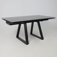 Стол МОНАКО NEW 1600(2240)*900 камень черный Greys Black/черный матовый (квадро) Стол МОНАКО NEW 1600(2240)*900 камень черный Greys Black/черный матовый (квадро)