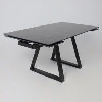 Стол МОНАКО NEW 1600(2240)*900 камень черный Greys Black/черный матовый (квадро) Стол МОНАКО NEW 1600(2240)*900 камень черный Greys Black/черный матовый (квадро)