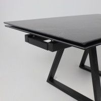 Стол МОНАКО NEW 1600(2240)*900 камень черный Greys Black/черный матовый (квадро) Стол МОНАКО NEW 1600(2240)*900 камень черный Greys Black/черный матовый (квадро)