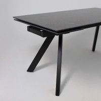 Стол МОНАКО NEW 1600(2240)*900 камень черный Greys Black/черный матовый Стол МОНАКО NEW 1600(2240)*900 камень черный Greys Black/черный матовый