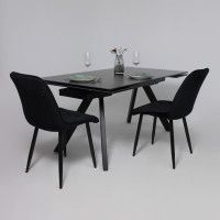 Стол МОНАКО NEW 1600(2240)*900 камень черный Greys Black/черный матовый Стол МОНАКО NEW 1600(2240)*900 камень черный Greys Black/черный матовый