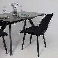 Стол МОНАКО NEW 1600(2240)*900 камень черный Greys Black/черный матовый Стол МОНАКО NEW 1600(2240)*900 камень черный Greys Black/черный матовый