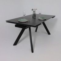 Стол МОНАКО NEW 1600(2240)*900 камень черный Greys Black/черный матовый Стол МОНАКО NEW 1600(2240)*900 камень черный Greys Black/черный матовый