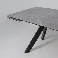 Стол МОНАКО NEW 1600(2240)*900 камень серый Greys Grey/черный матовый