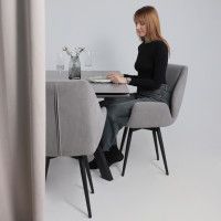 Стол МОНАКО NEW 1600(2240)*900 камень серый Greys Grey/черный матовый