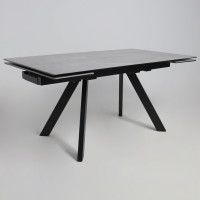 Стол МОНАКО NEW 1600(2240)*900 камень серый Greys Grey/черный матовый