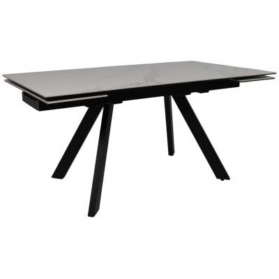 Стол МОНАКО NEW 1600(2240)*900 камень белый Greys White/черный матовый