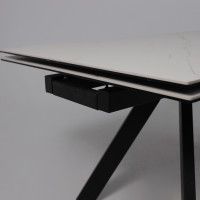 Стол МОНАКО NEW 1600(2240)*900 камень белый Greys White/черный матовый Стол МОНАКО NEW 1600(2240)*900 камень белый Greys White/черный матовый