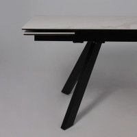 Стол МОНАКО NEW 1600(2240)*900 камень белый Greys White/черный матовый Стол МОНАКО NEW 1600(2240)*900 камень белый Greys White/черный матовый