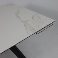 Стол МОНАКО NEW 1600(2240)*900 камень белый Greys White/черный матовый Стол МОНАКО NEW 1600(2240)*900 камень белый Greys White/черный матовый