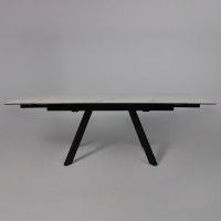 Стол МОНАКО NEW 1600(2240)*900 камень белый Greys White/черный матовый Стол МОНАКО NEW 1600(2240)*900 камень белый Greys White/черный матовый