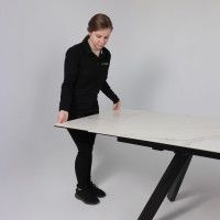 Стол МОНАКО NEW 1600(2240)*900 камень белый Greys White/черный матовый Стол МОНАКО NEW 1600(2240)*900 камень белый Greys White/черный матовый