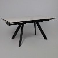 Стол МОНАКО NEW 1600(2240)*900 камень белый Greys White/черный матовый Стол МОНАКО NEW 1600(2240)*900 камень белый Greys White/черный матовый