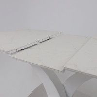 Стол НОТР ДАМ MODERNE 1400(1800)*850 камень белый Calacata vagli/белый муар купить в Минске