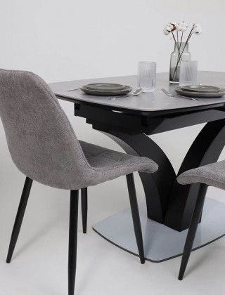 Стол НОТР ДАМ MODERNE 1400(1800)*850 камень серый Greys Grey/черный матовый купить в Минске