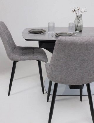 Стол НОТР ДАМ MODERNE 1400(1800)*850 камень серый Greys Grey/черный матовый купить в Минске