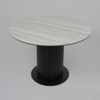 Стол РАУНД камень белый Elyt pulido / черный матовый