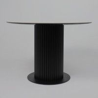 Стол РАУНД камень белый Elyt pulido / черный матовый