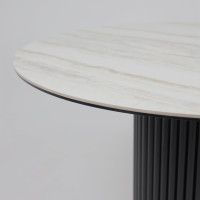 Стол РАУНД камень белый Elyt pulido / черный матовый