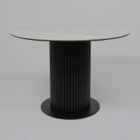 Стол РАУНД камень белый Elyt pulido / черный матовый