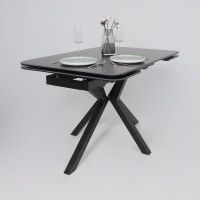 Стол РЕЙН NEW 1200(1840)*800 камень черный Greys Black/черный матовый Стол РЕЙН NEW 1200(1840)*800 камень черный Greys Black/черный матовый