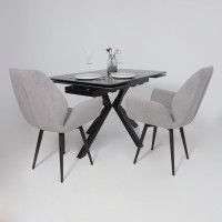 Стол РЕЙН NEW 1200(1840)*800 камень черный Greys Black/черный матовый Стол РЕЙН NEW 1200(1840)*800 камень черный Greys Black/черный матовый