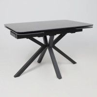 Стол РЕЙН NEW 1400(2040)*900 камень черный Greys Black/черный матовый