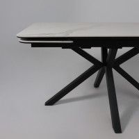 Стол РЕЙН NEW 1200(1840)*800 камень белый Greys White/черный матовый