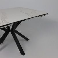 Стол РЕЙН NEW 1200(1840)*800 камень белый Greys White/черный матовый