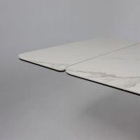 Стол РЕЙН NEW 1200(1840)*800 камень белый Greys White/черный матовый