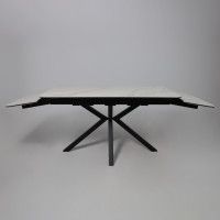 Стол РЕЙН NEW 1200(1840)*800 камень белый Greys White/черный матовый