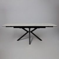 Стол РЕЙН NEW 1200(1840)*800 камень белый Greys White/черный матовый