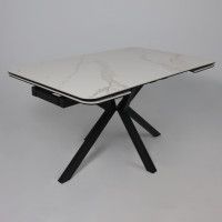 Стол РЕЙН NEW 1200(1840)*800 камень белый Greys White/черный матовый