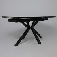 Стол РЕЙН NEW 1200(1840)*800 камень белый Greys White/черный матовый