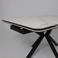 Стол РЕЙН NEW 1200(1840)*800 камень белый Greys White/черный матовый