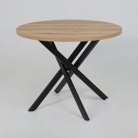 Стол РИГА D950 дуб сильверджек ореховый/черный