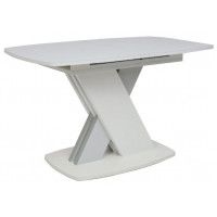 Стол СОФИЯ 1300(1700)*800 стекло белое Opti white/ЛДСП светло-серый + белый