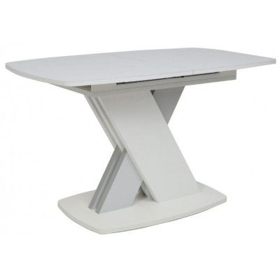 Стол СОФИЯ 1300(1700)*800 стекло белое Opti white/ЛДСП светло-серый + белый купить в Минске