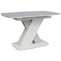 Стол СОФИЯ 1300(1700)*800 стекло серое/ЛДСП светло-серый + белый