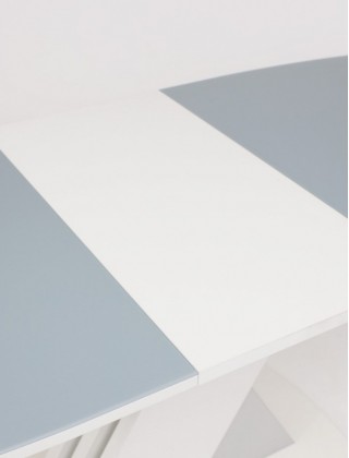Стол СОФИЯ 1300(1700)*800 стекло серое/ЛДСП светло-серый + белый