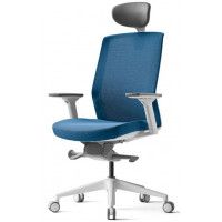 Кресло Bestuhl J1 с подголовником синий/белое основание купить в Минске
